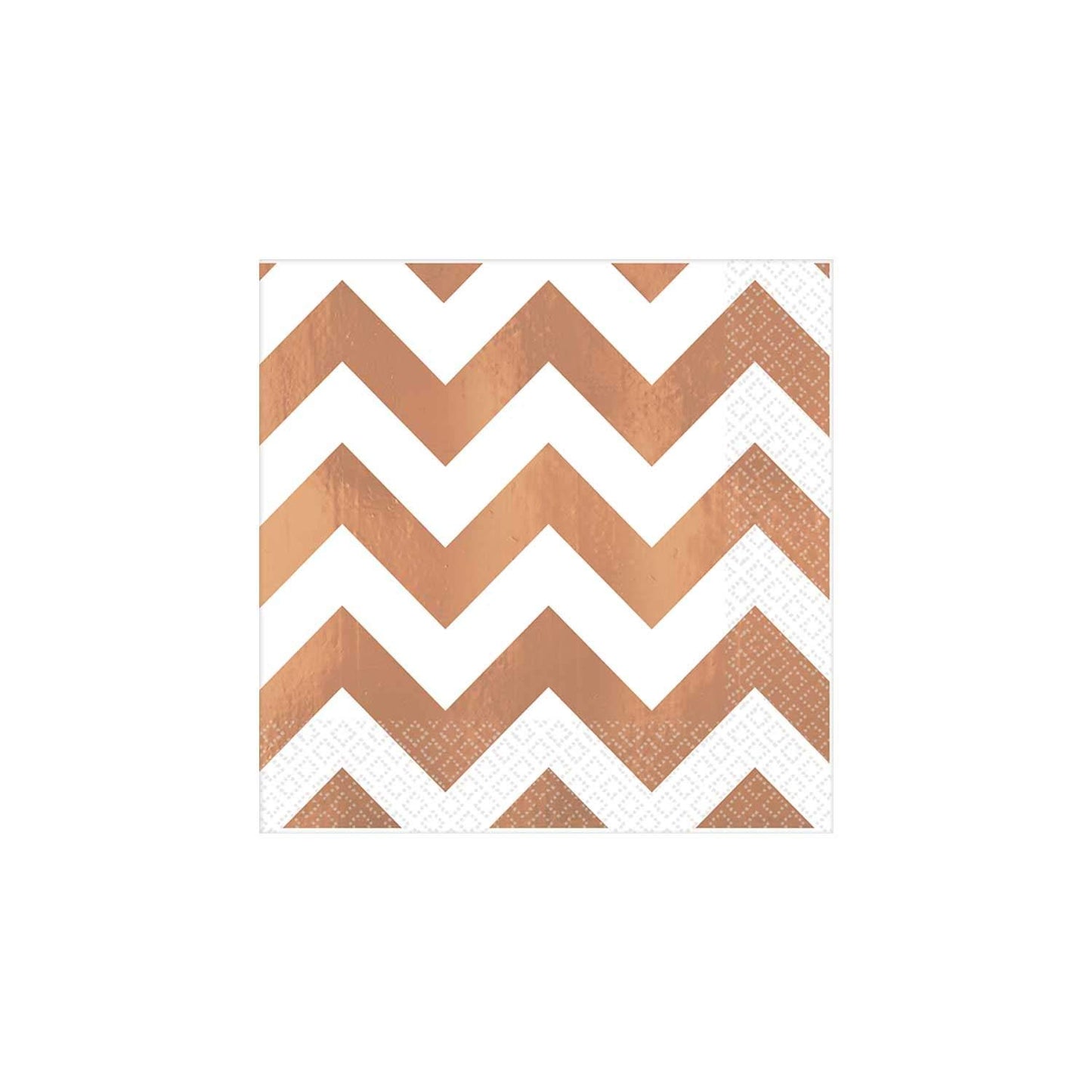 Amscan Rose Gold Chevron Premium Hot Stamped Beverage Napkins 25cm /16