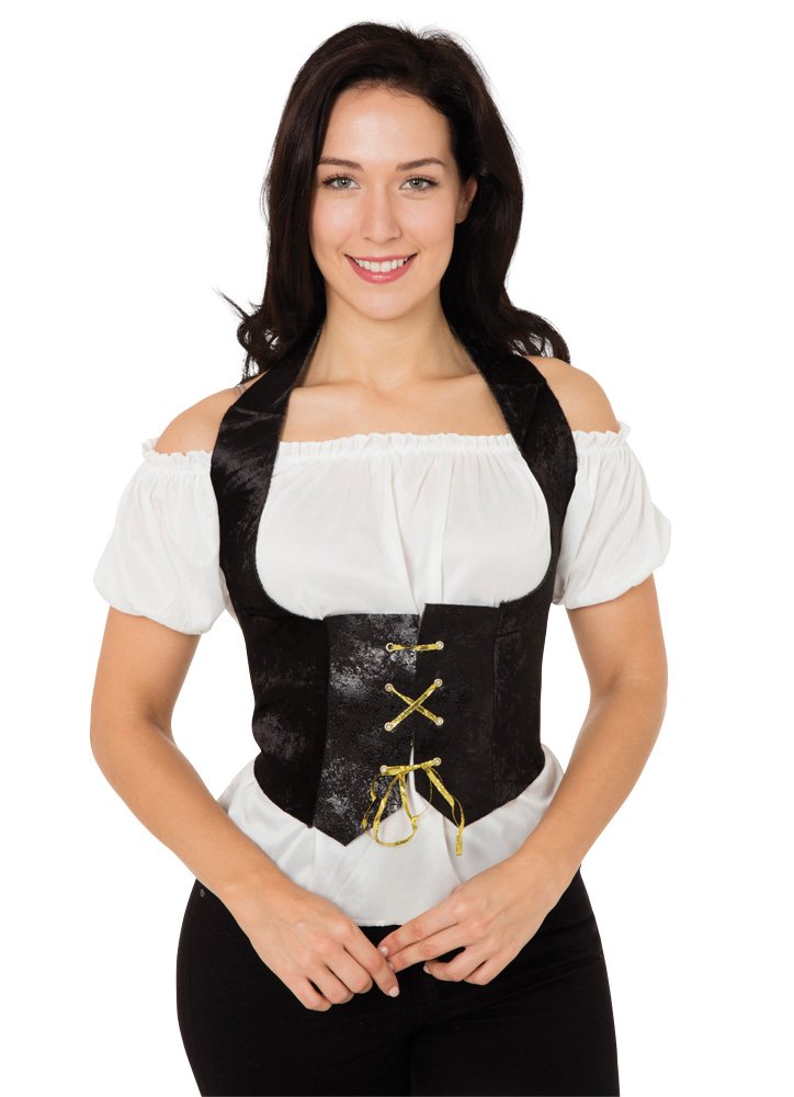 Bristol Novelty Velvet Corset Black, Size 10-14