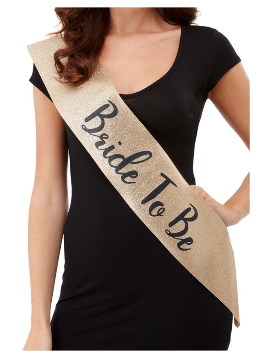 Deluxe Glitter Bride To Be Sash, Gold & Black