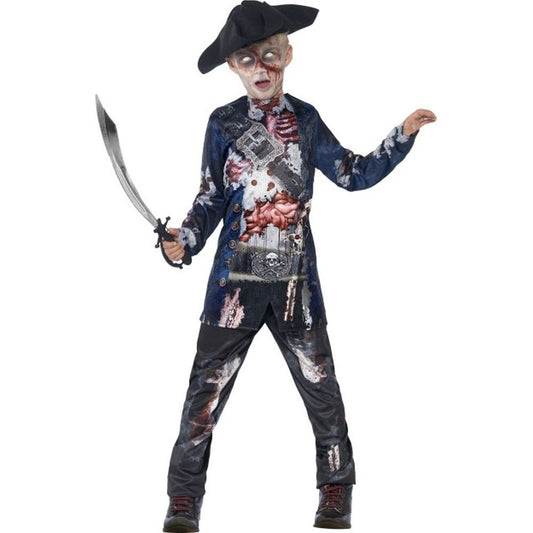 Deluxe Jolly Rotten Pirate, Black, with Top, Trousers & Hat, Sublimation Print, (L)
