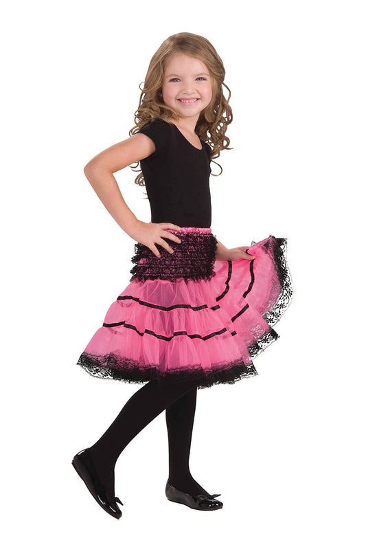 Bristol Novelty CC933 Crinoline Slip Costume | For Kids | Pink and Black Accessory