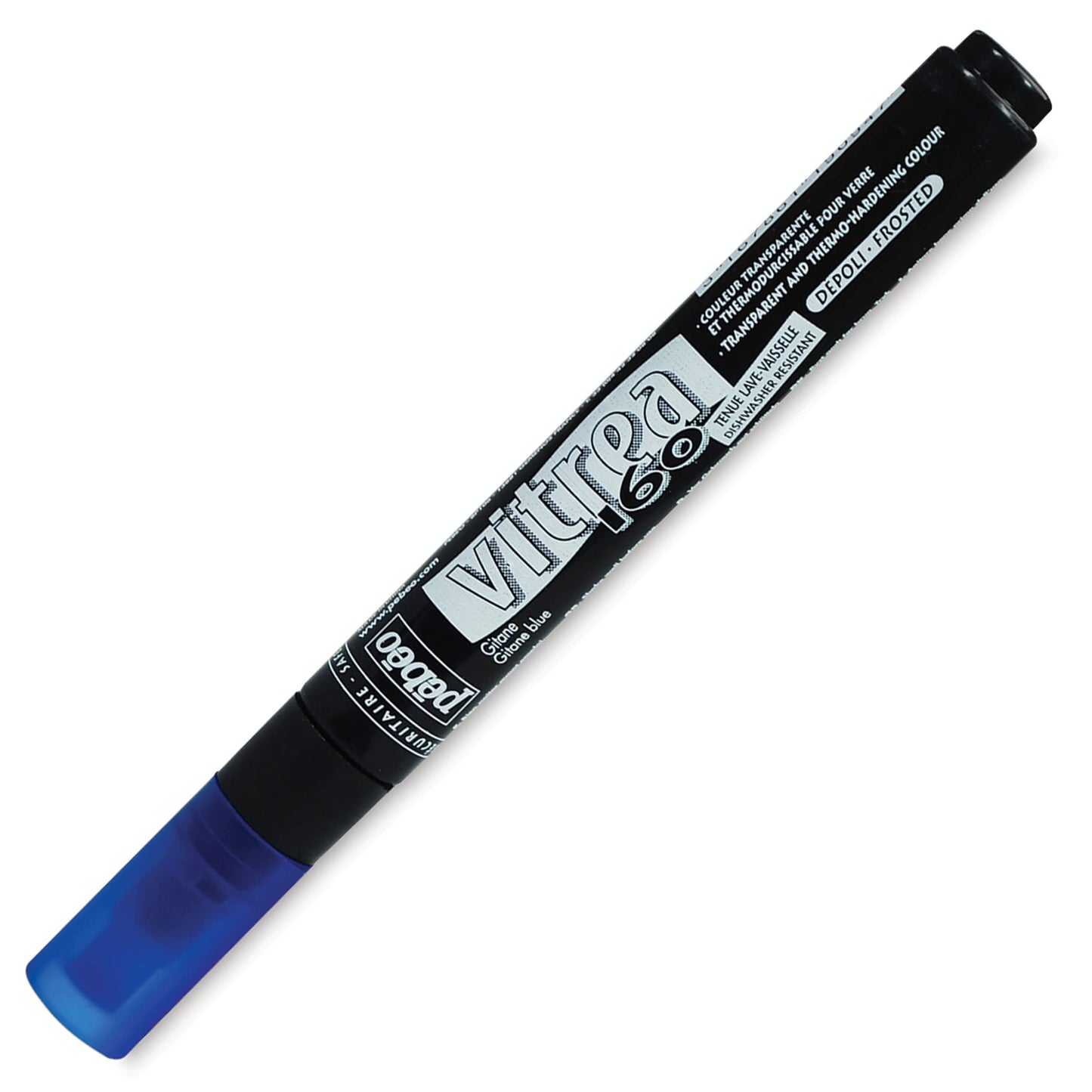 PEBEO Vitrea 160-Glass Paint Frosted Marker, Gitane Blue