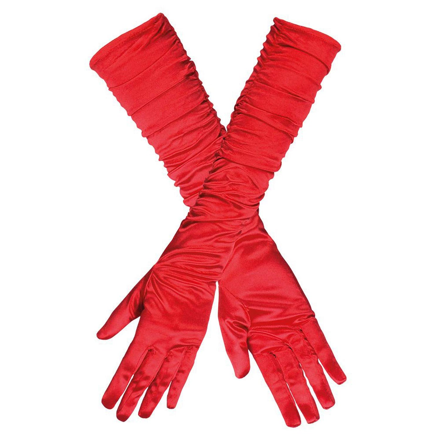 Boland Long Gloves Hollywood Satin Effect, Red, One Size