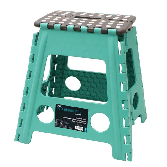 JVL 20-081TQ Large Folding Step Stool, Turquoise/Grey,