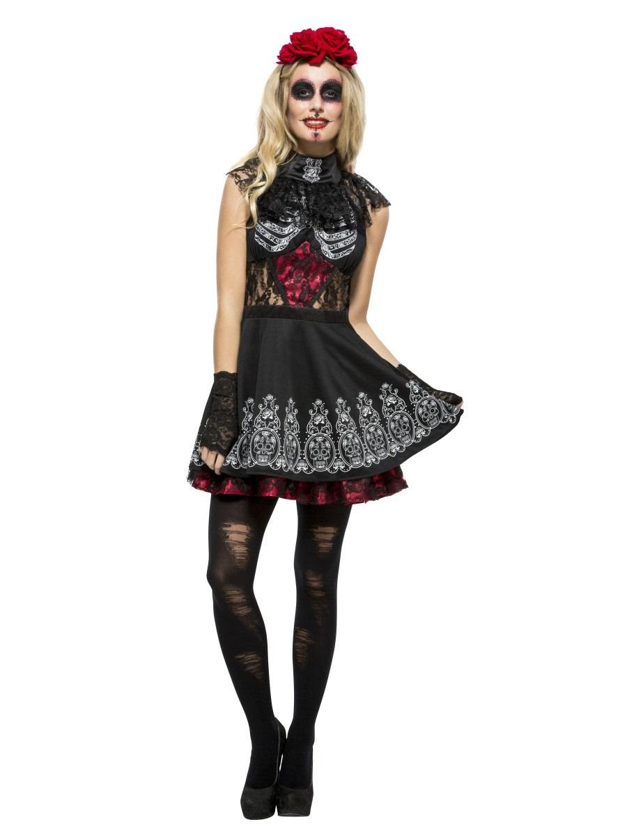 Adult Fever Day of the Dead Costume Dress size SMALL