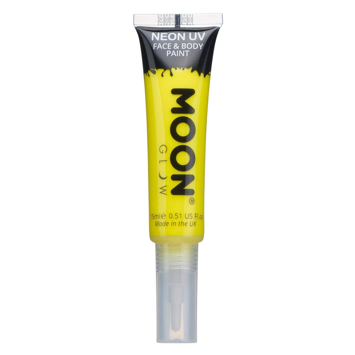 Neon UV Face & Body Paint with Brush Applicator by Moon Glow - 15ml - Intense Yellow