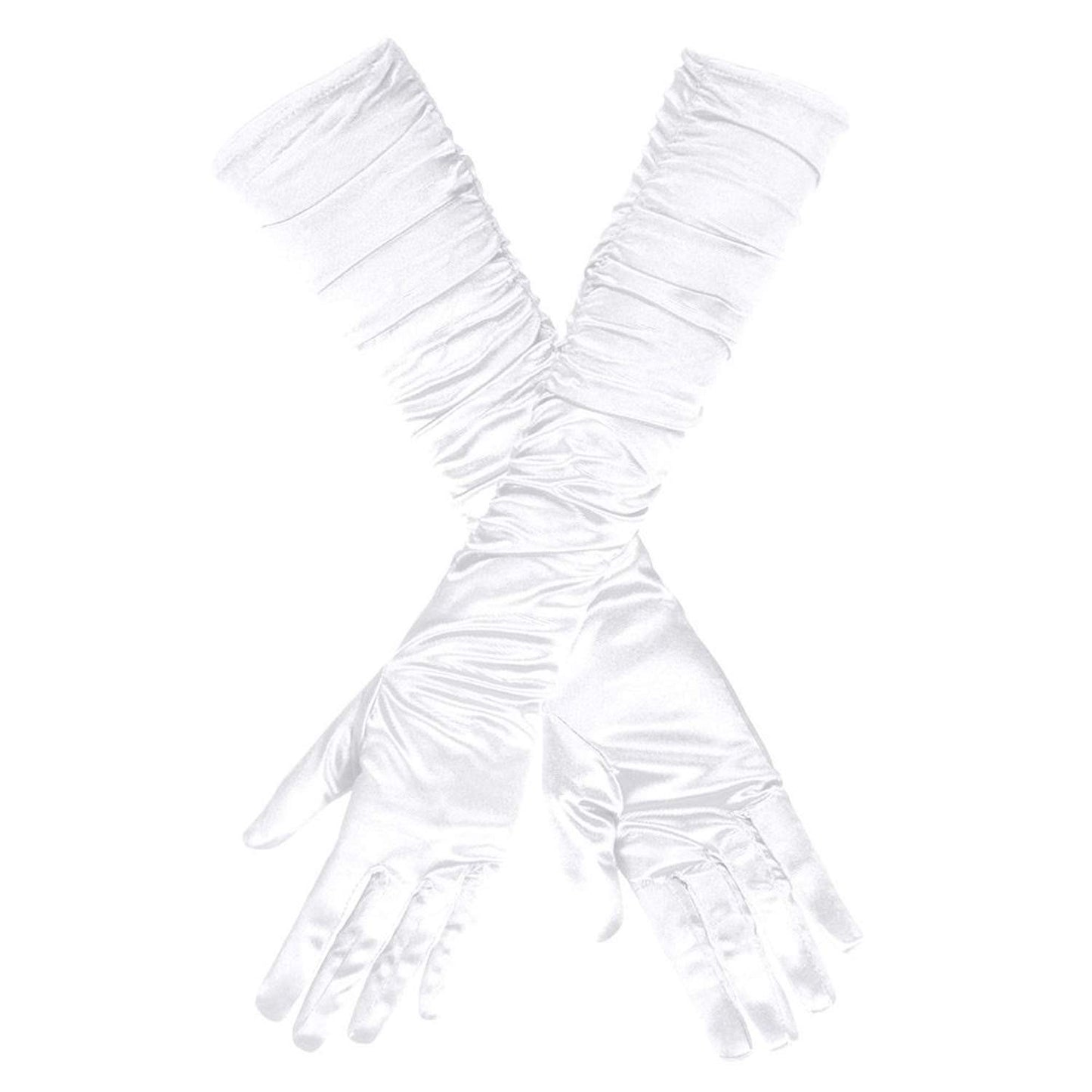 Boland Long Gloves Hollywood Satin Effect, White, One Size