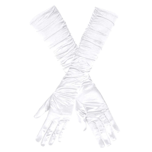 Boland Long Gloves Hollywood Satin Effect, White, One Size