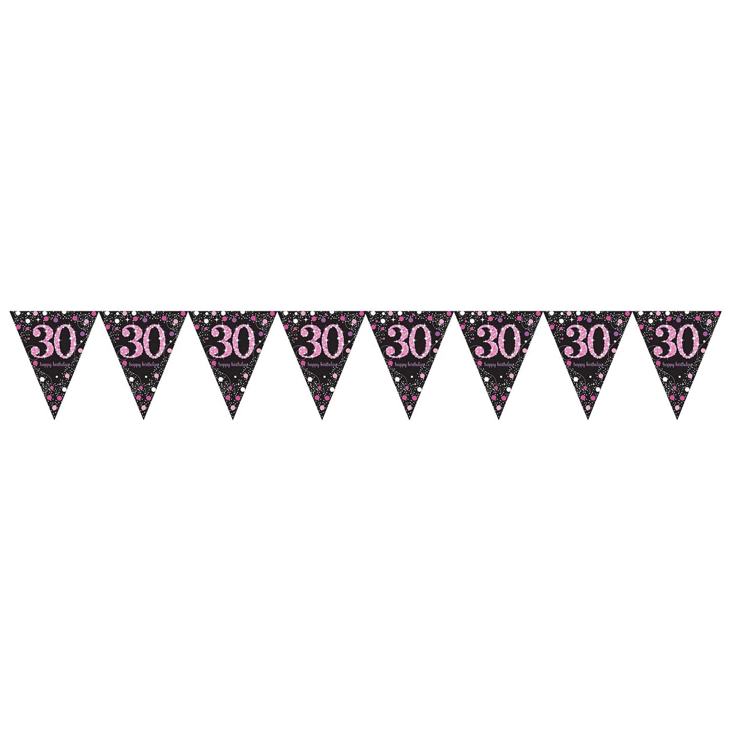 Adult Pink Celebration 30th Birthday Plastic Pennant Bunting