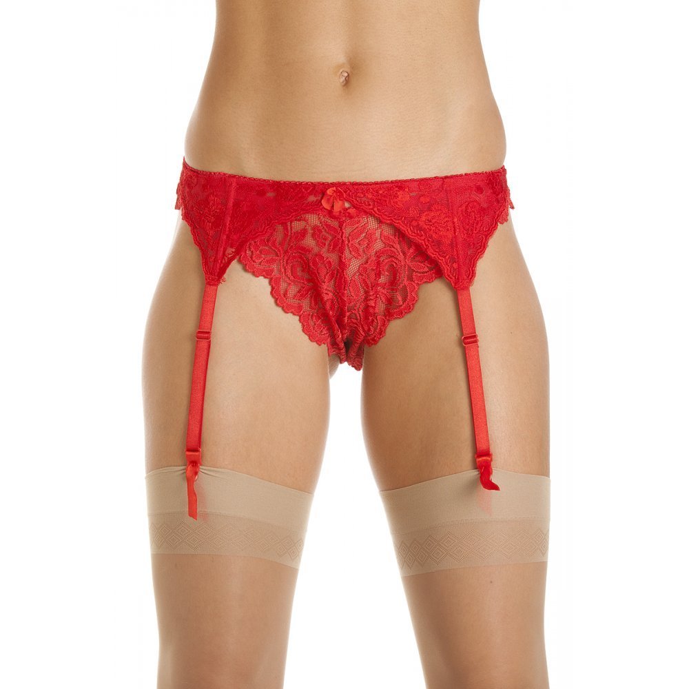 Silky Womens Ladies Underwear Narrow Lace Suspender Belt M-XL M Red