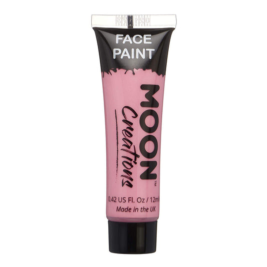 Moon Creations Face & Body Paint Tubes | Pink | 12ml | Ready to Use Face Paint | No Flake | Cruelty Free, Made in UK | Face Paint for Kids, Adults, Fancy Dress, Festivals, Halloween & More