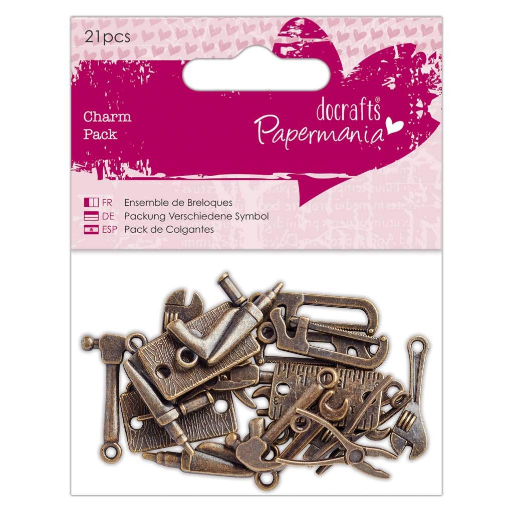 Papermania Metal Charm Embellishments, Brass Colour, One Size