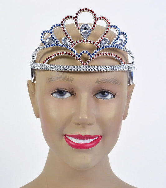 Bristol Novelty BA1014 - Tiara Plastic. Red/Silver/Blue