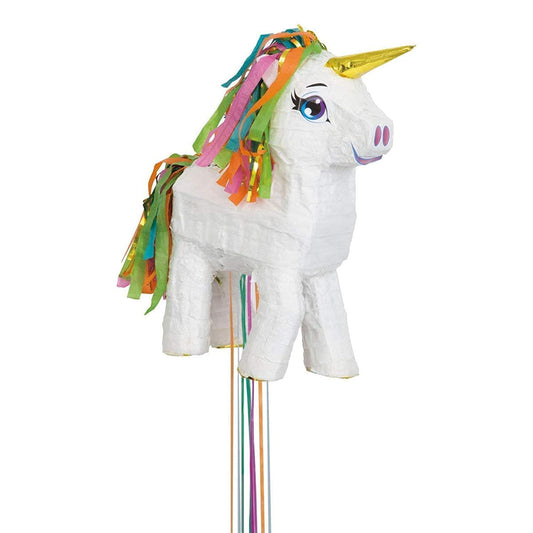 Unique Party Mini Unicorn 3D Pull String Pinata | White | 1 Pc., 65987