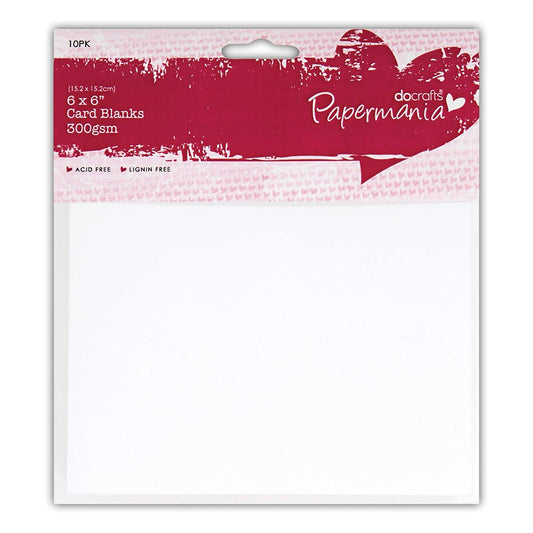 Papermania 6 x 6-inch 300 GSM Card Blanks and Envelopes, Pack of 10, White