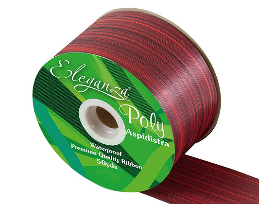 Florist Poly Ribbon Aspidistra 50mm (2") Wide 50yds - Waterproof - Red or Green (Red)