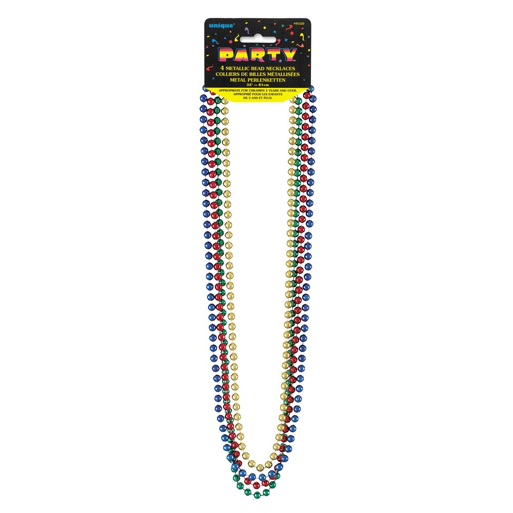 Metallic Beaded Necklaces, Assorted 4ct