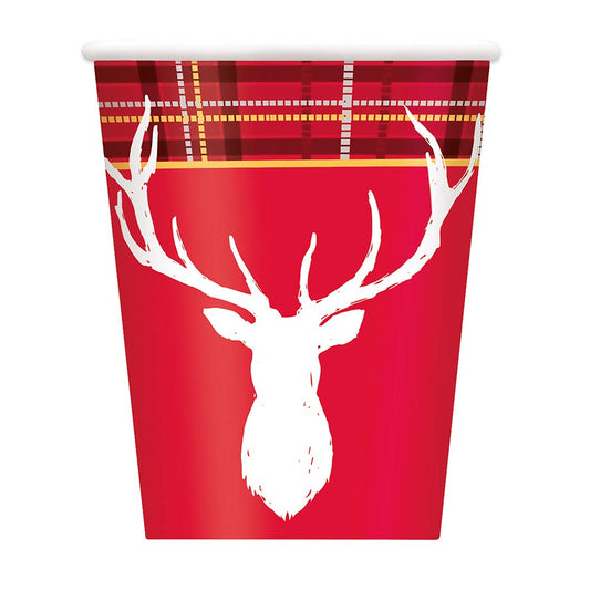 8 PLAID DEER XMAS 9OZ CUP