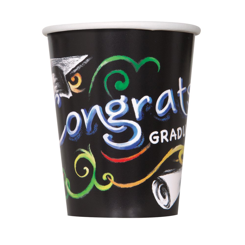 Unique Party 9oz Chalkboard Graduation Party Cups, 8ct