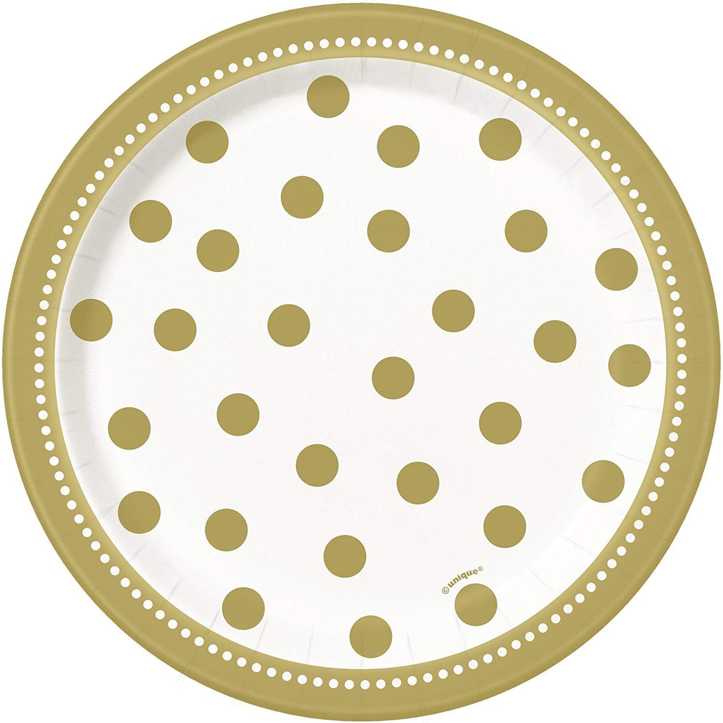 Unique Party - 18cm Golden Birthday Party Plates, Pack of 8