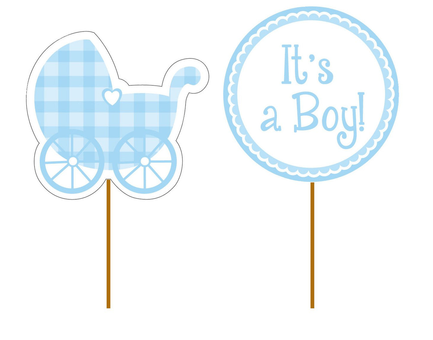 Creative Converting It's a Boy Double Sided Cupcake Toppers-12 Pcs, Paper, Blue