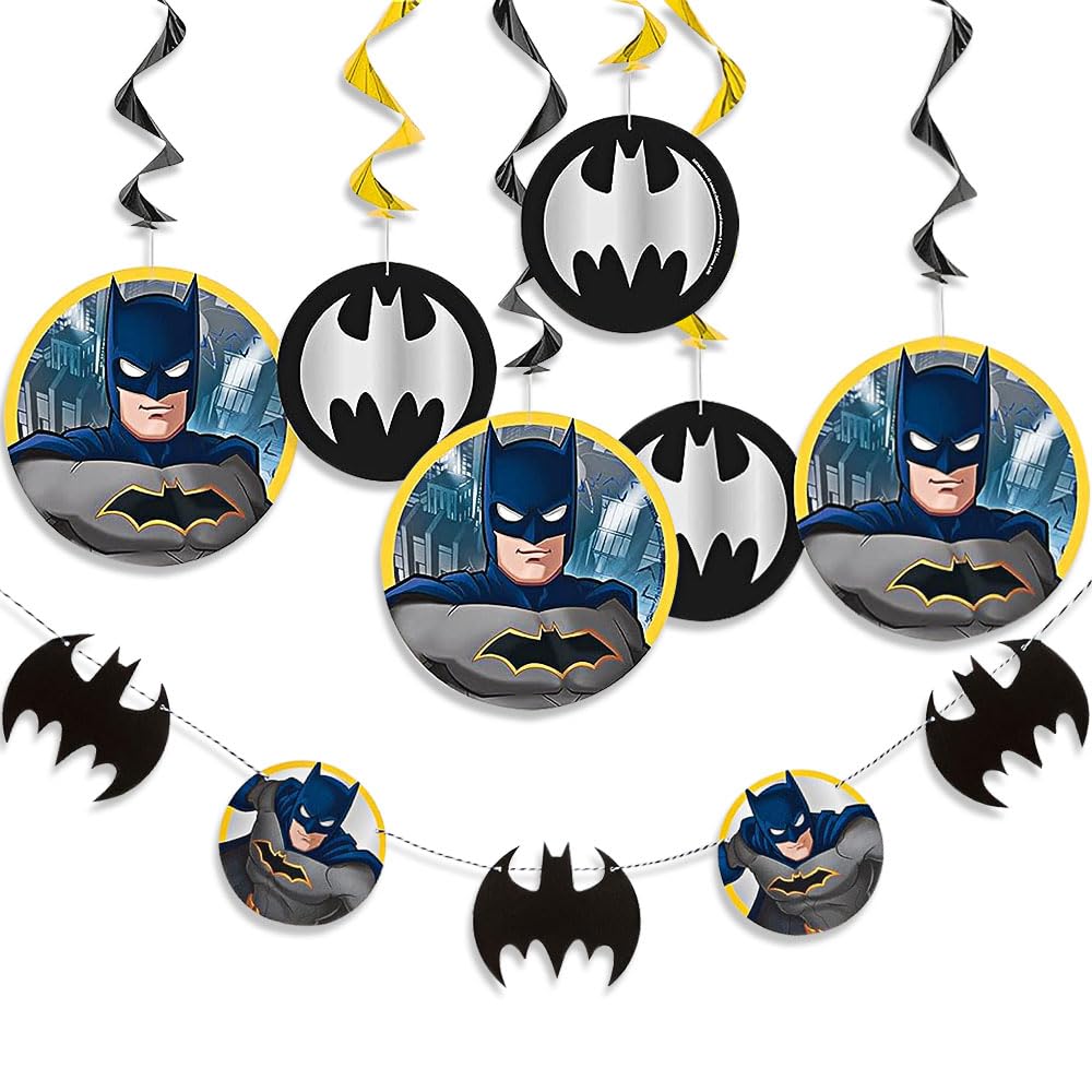 Unique 77534 Batman Hanging Decorating Kit | Assorted 7 Pcs, Multicolour