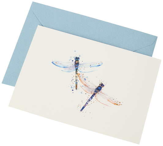 Portico Designs Gold Foiled Dragonflies Notecard Set of 10 with matching envelopes in presentation box