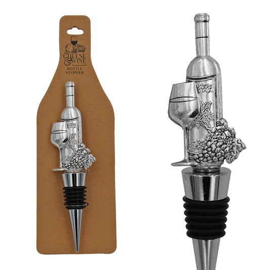 Stylish Wine Gift Stainless Steel Bottle Stopper with Topper - Wine Bottle