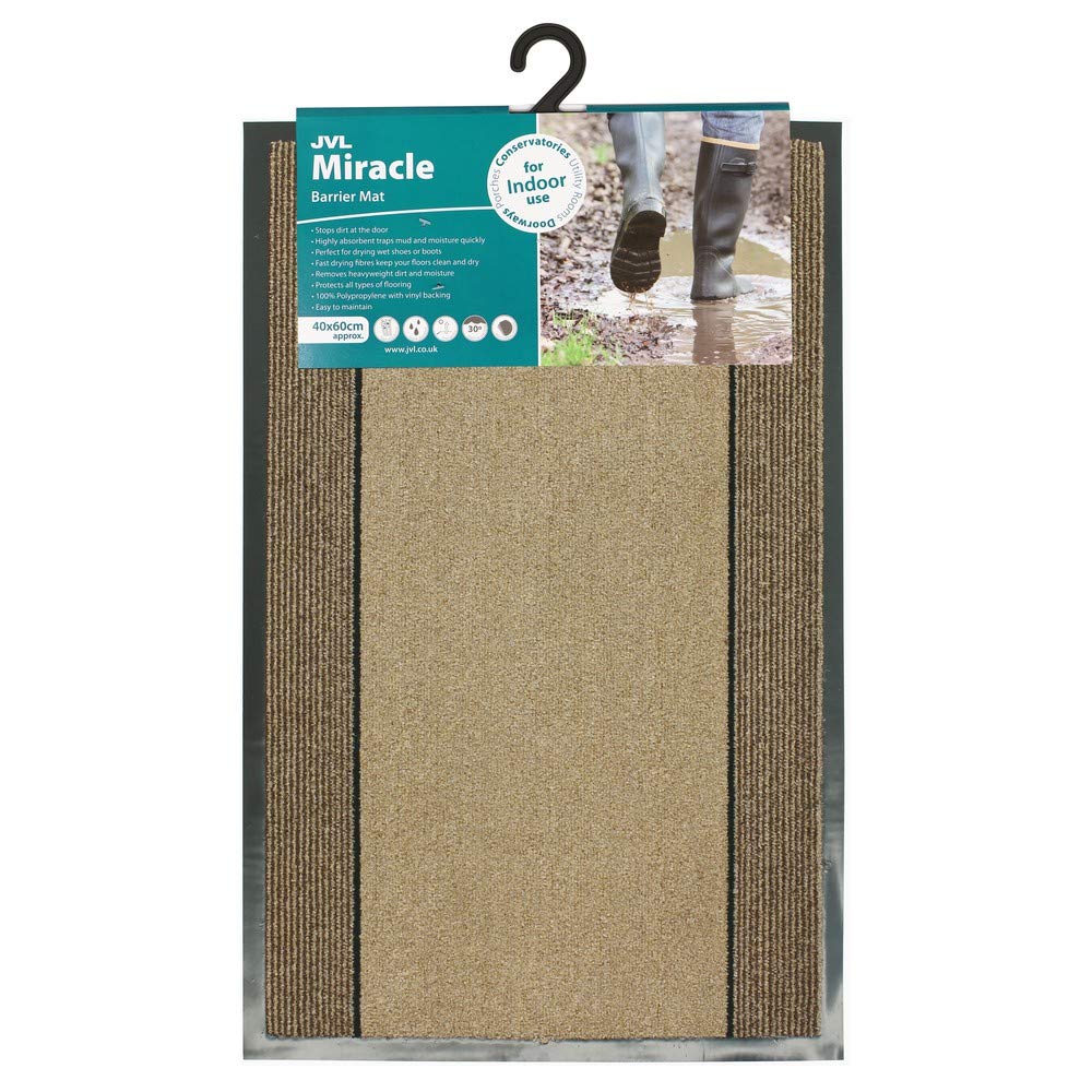 JVL Miracle Beige with Brown Stripes Barrier Mat