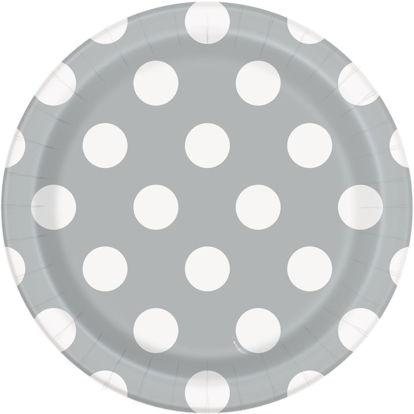 Unique Party - 18cm Silver Polka Dot Party Plates, Pack of 8