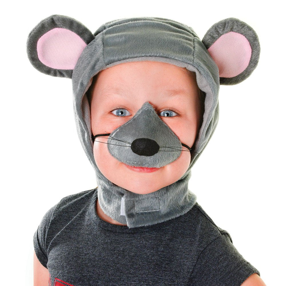 Bristol Novelty Mouse Hoody with Ears and Nose Costume, 1 Set, Grey, One Size-3 years Childs Hood, gray