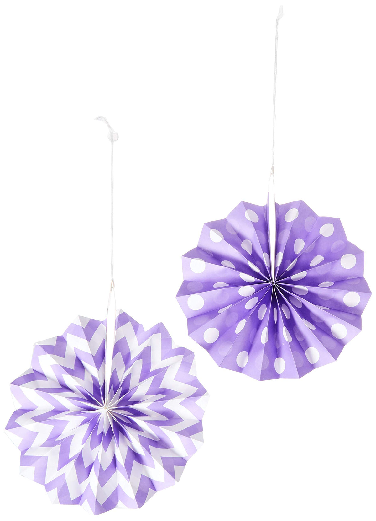 New Purple Dots & Chevron Paper Fans 20cm /5