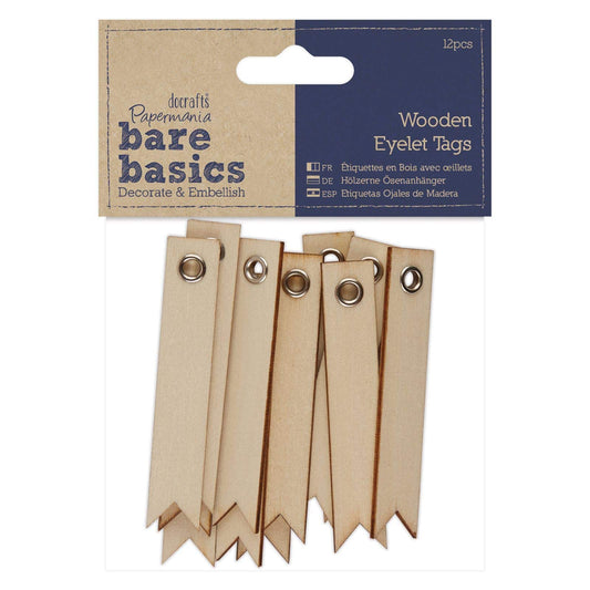 Bare Basics Wooden Tags, wood, Natural, One Size