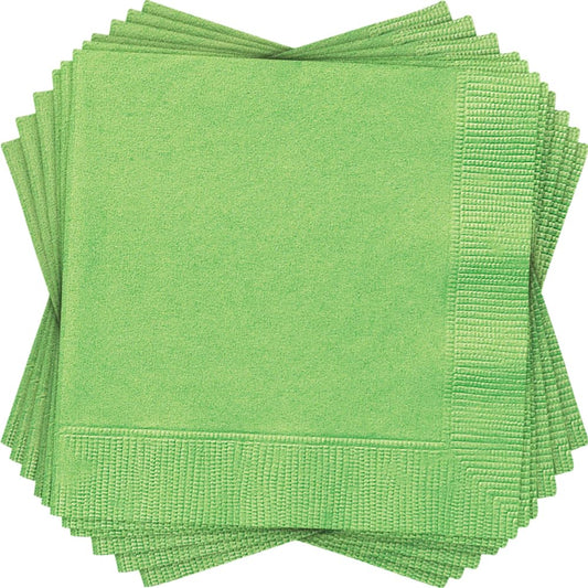 Unique Solid Beverage Napkins | Lime Green Color Theme | 20ct, Paper,