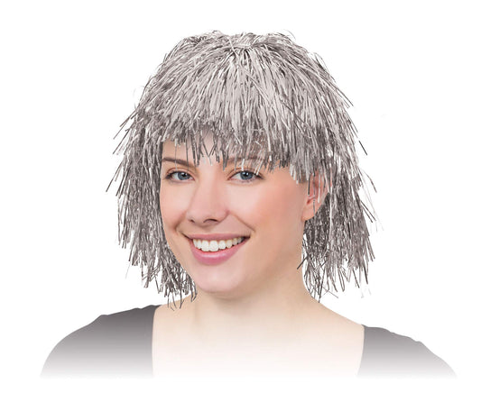 Bristol Novelty Silver Tinsel Wig, One Size