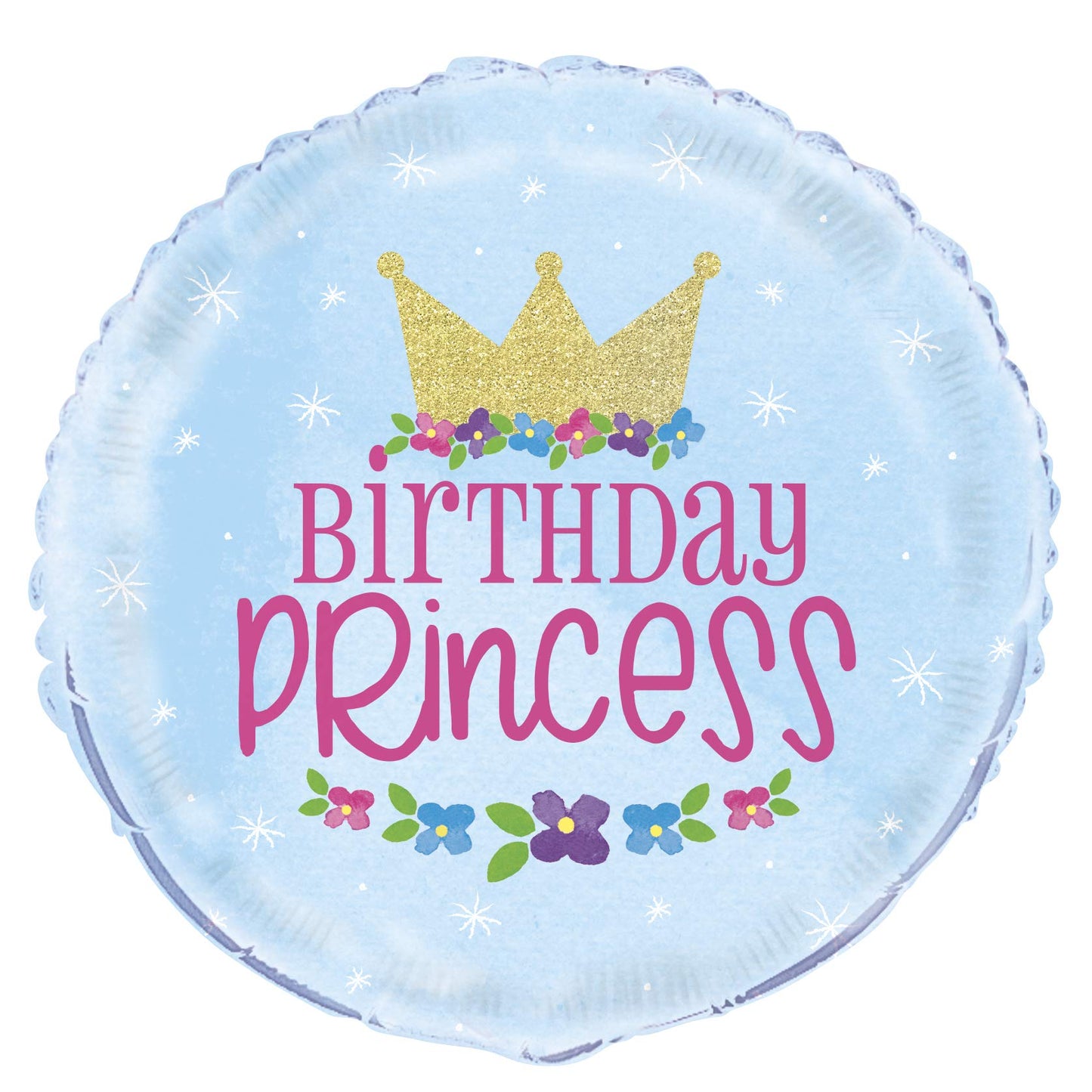 Unique Birthday Princess Round Foil Balloon | Blue | 1 Pc, Multi