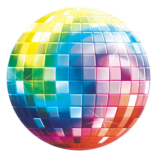 70s Disco Fever Glitter Ball Card Cut-Out 26cm