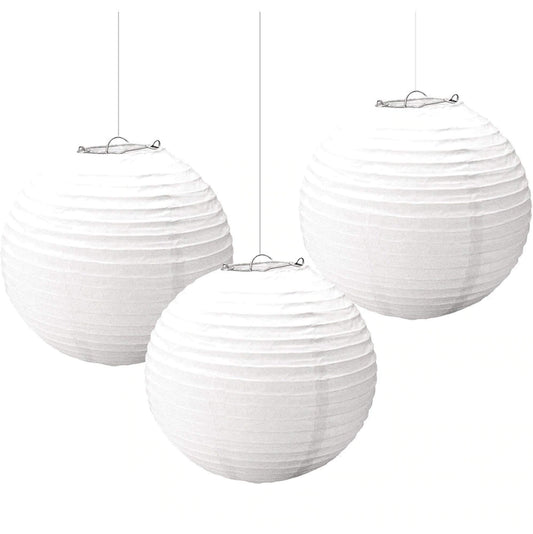 Amscan Lanterns Round Frosty White- 3 Pack