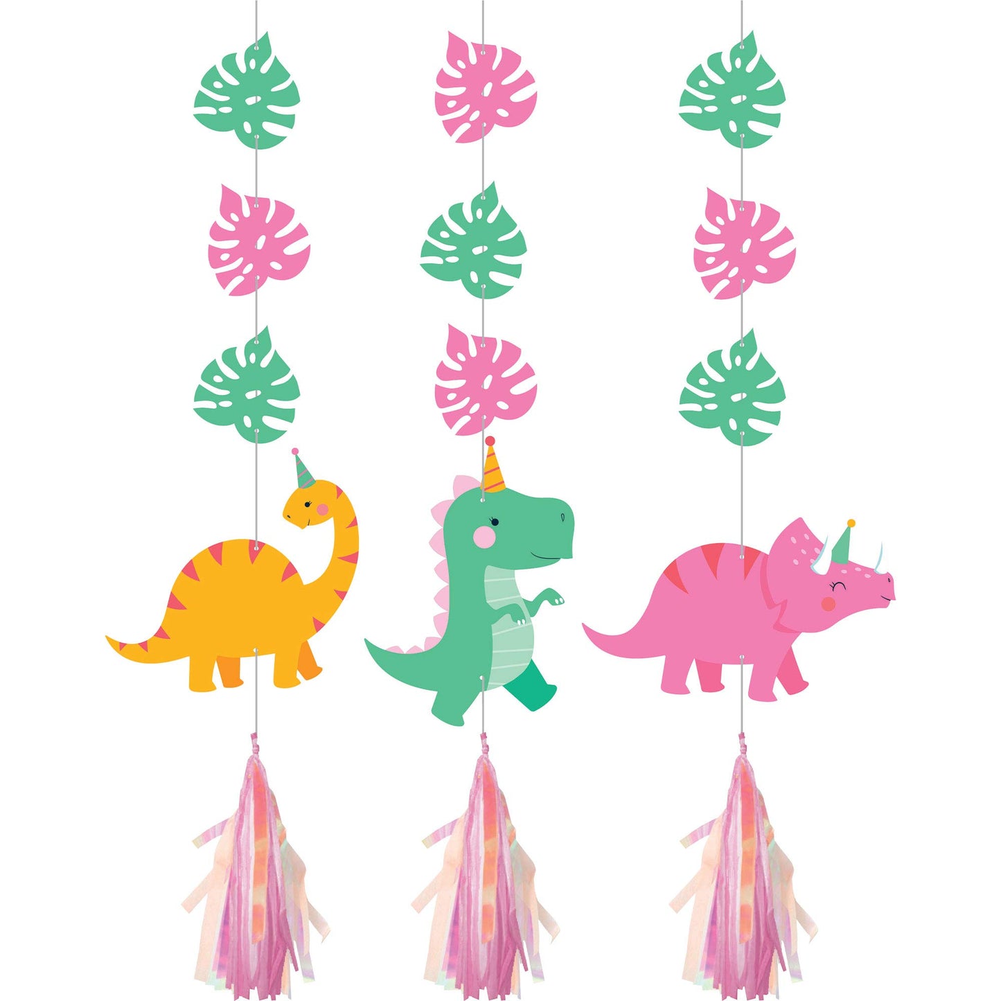 Creative Party Cute Dinosaurs Hanging Cutouts with Tassels