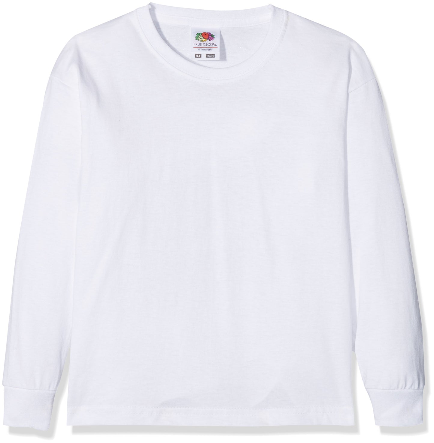 Fruit of the Loom Boy's Valueweight Children's Long-Sleeved T-Shirt Longsleeve, Wei�� (White 000), 12 Years