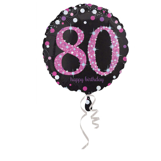 Amscan - Pink Sparkling Celebration 80th Birthday Round Foil Balloon - 18 Inch