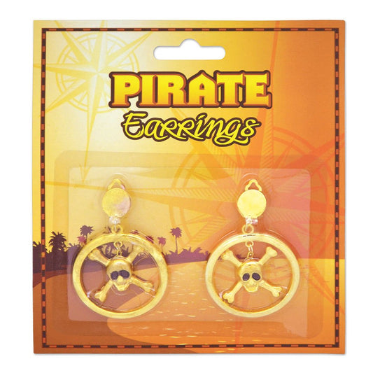 Bristol Novelty Pirate Skull Metal Ear Rings, Womens, One Size