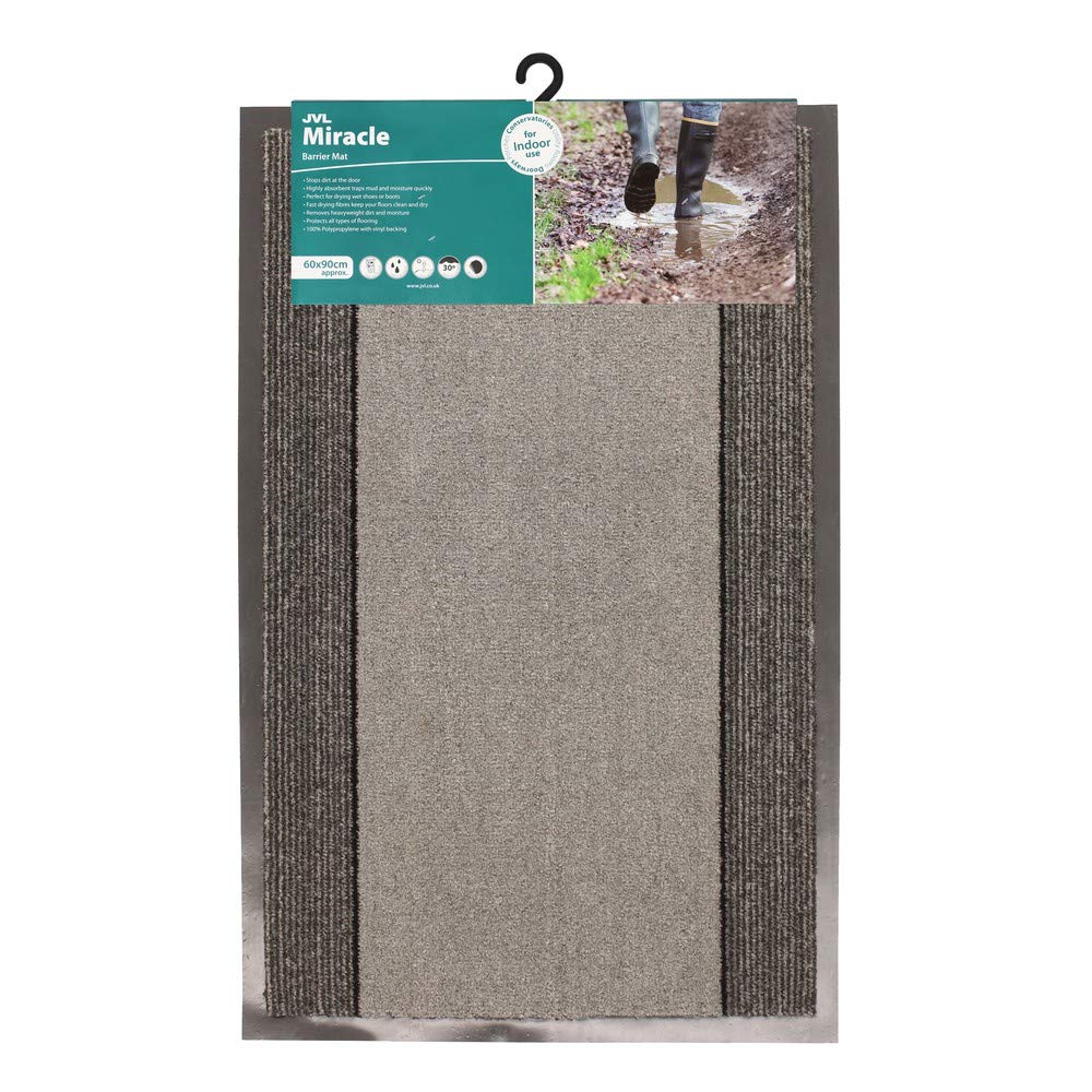 JVL Miracle Grey with Charcoal Stripes Barrier Mat