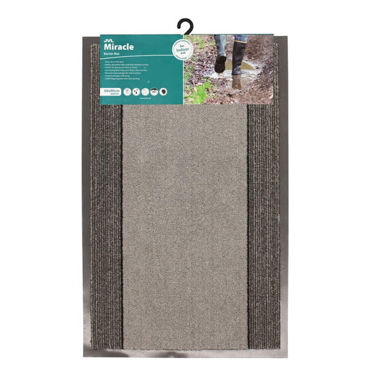 JVL Miracle Grey with Charcoal Stripes Barrier Mat