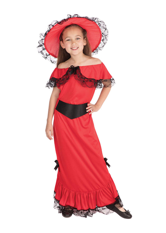 Girls Scarlet Saloon Girl Western Gone With The Wind World Book Day Week Halloween Carnival Fancy Dress Costume Outfit 4-14yrs (4-6 years)