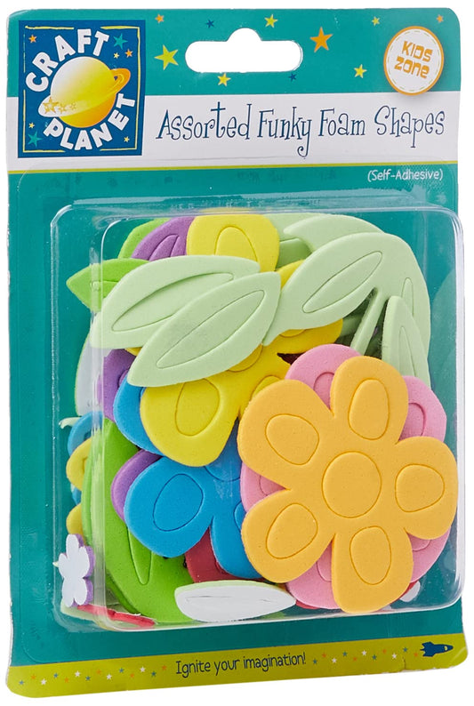 Craft Planet Self Adhesive Funky Foam Assorted Pack Flowers, Multi-Colour CPT80512