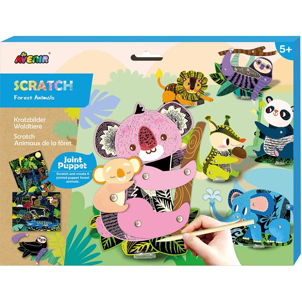 Avenir CH191685 Scratch Jointed Puppet Forest Animals, Mixed Colours
