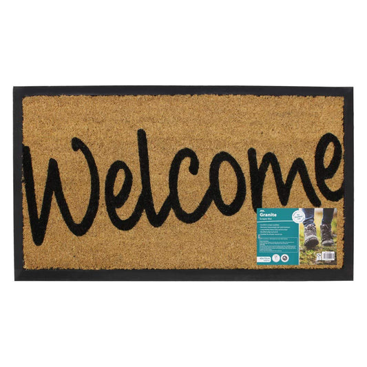 JVL Welcome Granite Design Tufted Coir Rubber Base Door Mat, 40 cm x 70 cm