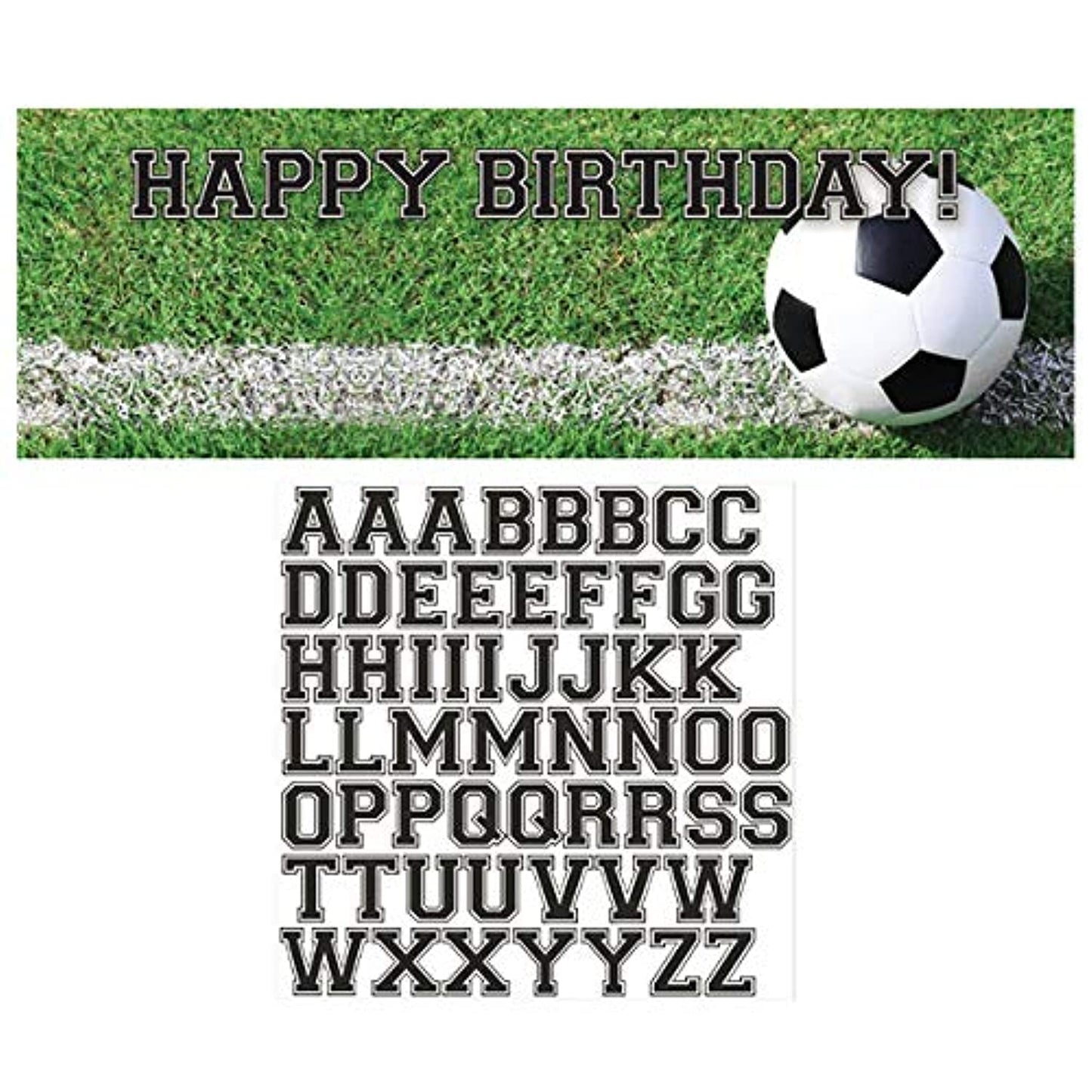 Creative Converting Personalise Giant Soccer Birthday Banner with Stickers-1 Pc, Plastic