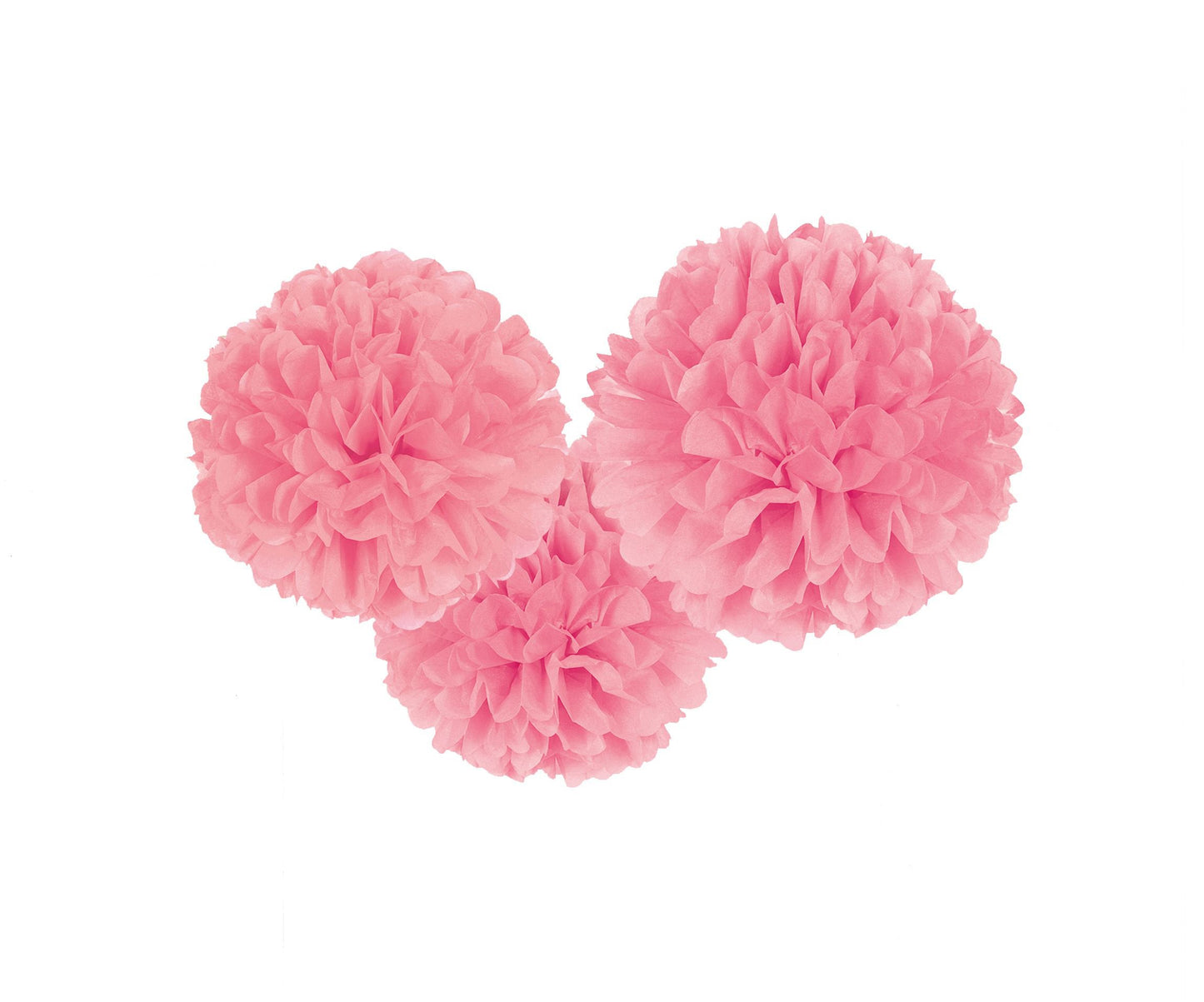 3 Pack Pink Fluffy Paper Dcorations 40cm